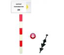 Poteau PVC grande hauteur Rouge/Blanc sur pointe avec support d'information A4 - 2000178