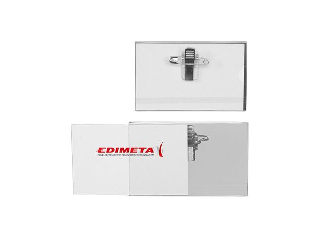 BADGE RIGIDE 57x90 mm + CLIP + EPINGLE