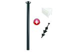 Poteau PVC grande hauteur Noir sur pointe avec support panneau - 2000543