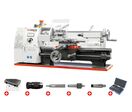 Tour à métaux d'établi hauteur des pointes 100 mm entre-pointes 300 mm alésage 21 mm 0,6 kW 230V + accessoires essentiels Torros PACK TR1830V