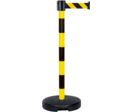 Poteau PVC Jaune/Noir à sangle Jaune/Noir hachuré 4m x 50mm sur socle 9kg à lester - 2800044