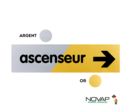 Plaquettes de porte 170x45mm - Ascenseur flèche à droite - Argent &amp; Or