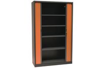 Manutan Expert - Armoire Métal Haute Orel Bicolore Anthracite/Merisier - 195x120x45 cm - 4 Tablettes 45kg - M1