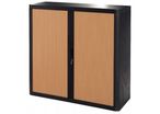 Armoire rideau 2 tablettes noir/hêtre