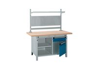 Kind - Établi fixe L1520xP750xH850 mm - Hêtre multiplis - Charge 1200 kg - 2 caissons - 1 tiroir - 1 porte - Idéal atelier