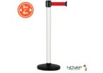 Poteau alu blanc à sangle Rouge sur socle portable - Novap