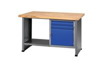 Établi FK 128 - Établi fixe 1 bloc bleu - 128 cm largeur - 2 tiroirs - Charge 500 kg - Éco-responsable