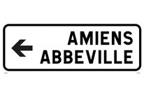 Panneau 2 lignes flèche vers la gauche D43