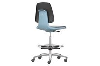 Bimos - Siège haut Labsit Polyuréthane Bleu - Ergonomique, Réglable, Roulettes, 120kg Max, 10 Ans Garantie