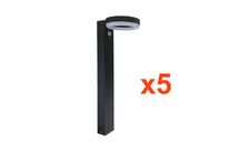 Pack de  5 - Borne Solaire LED 6W 50cm IP44 Noir avec Détecteur PIR
