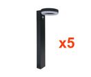 Pack de  5 - Borne Solaire LED 6W 50cm IP44 Noir avec Détecteur PIR