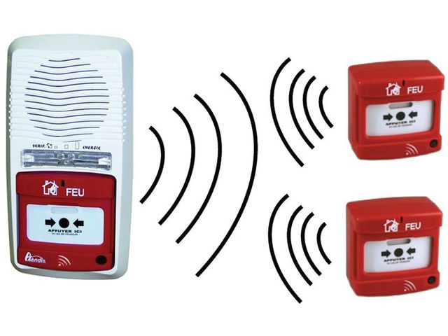 Pack alarme radio type 4 avec 2 déclencheurs manuels radio