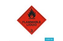 Etiquettes classe 3 liquide inflammable (250 mm x 250 mm) - CODE 185