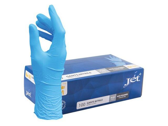 MPH1865 - Gants Nitrile Bleu Non Poudré - Taille M - Usage Alimentaire, Ambidextre, CE
