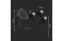 Spots à piquer LED Solaires Noirs 1,2W IP65 (Lot de 3) - Blanc Chaud 2300K - 3500K