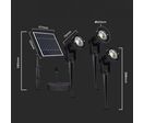 Spots à piquer LED Solaires Noirs 1,2W IP65 (Lot de 3) - Blanc Chaud 2300K - 3500K