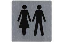 Plaque de porte Toilettes H/F - Aluminium brosse 100x100mm - 4384016