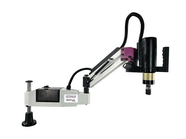 Bras de taraudage électrique M3 à M16 écran tactile PLC servo 0,6 kW 230 V portée effective 1045 mm avec 8 douilles ø19 mm Optidrill DG16