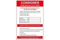 Panneau consignes en cas de fuite de gaz