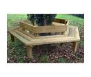 Banc tour d'arbre en bois Hexagonal