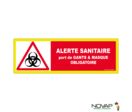 Panneau Alerte sanitaire - Gants et masque obligatoire - haute visibilité - 450x150mm - 4090726