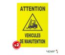Lot de 2 plaques modulable jaune fluo - Attention véhicules de manutention - 4280363