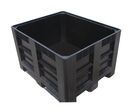 Schoeller Allibert - Caisse-palette plastique 1200x1000x760mm Noir - 600L, 500kg Charge Max, Usage Alimentaire, 3 Semelles, Recyclable