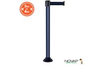 Poteau alu bleu à sangle Noir/Bleu sur socle fixe - Novap