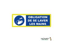 Panneau Obligation de se laver les mains - haute visibilité - 450x150mm - 4090924