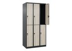 CP - Vestiaire multicases Evolo PLUS - 6 casiers, 2 niveaux, 30cm, Acier Noir/Frêne, À cadenas, Livré monté, 10 ans garantie