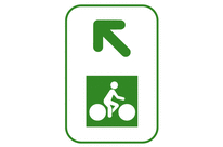 Panneau piste cyclable oblique à gauche Dv43d