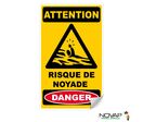 Panneau Risque de noyade - Adhésif 200x330mm - 4038636