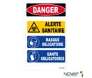 Panneau Danger alerte sanitaire - 200x330mm - 4161785