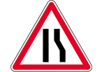 Panneau danger chaussée rétrécie à droite A3a