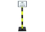 Poteau PVC grande hauteur Jaune/Noir sur socle lester 3kg avec support d'information A4 - 2000581