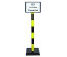Poteau PVC grande hauteur Jaune/Noir sur socle lester 3kg avec support d'information A4 - 2000581