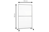 Cloison mobile Plexiglass Rigide Transparent cadre alu H 185 x L 106 cm + Roulettes