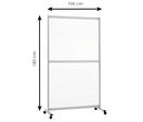 Cloison mobile Plexiglass Rigide Transparent cadre alu H 185 x L 106 cm + Roulettes