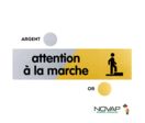 Plaquettes de porte 170x45mm - Attention à la marche - Argent &amp; Or
