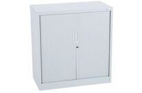 Manutan Expert - Armoire basse à rideaux Aris - Gris clair - 90x45x95 cm - 10 ans garantie