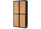 Armoire rideau 4 tablettes noir/hetre