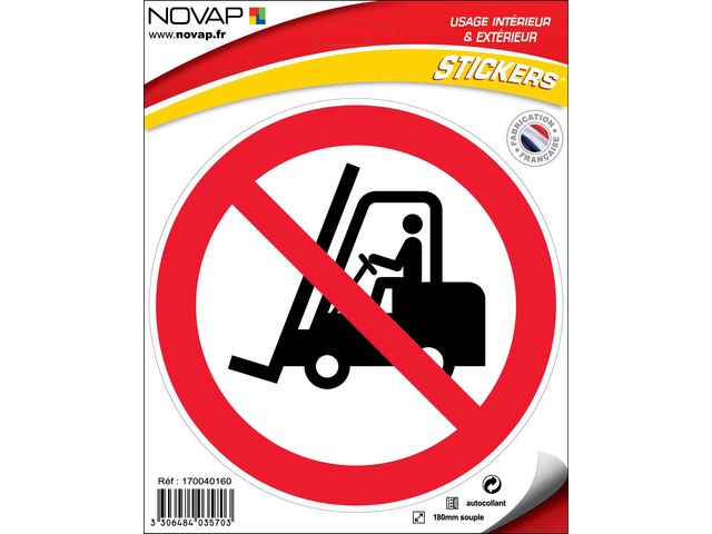Panneau Interdit aux chariots élévateurs - Vinyle adhésif Ø180mm - 4035703