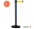 Poteau alu bleu à sangle jaune sur socle portable - Novap
