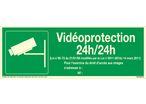 Panneau photoluminescent vidéo protection 24h/24h - Rigide 330x120mm - 4063614