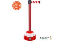Poteau alu rouge à sangle Rouge/Blanc sur socle balise - Novap