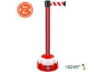 Poteau alu rouge à sangle Rouge/Blanc sur socle balise - Novap