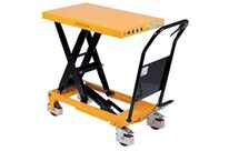 Manutan Expert - Table élévatrice manuelle 500 kg - Mobile à simple ciseau - Plateau 815x500 mm - Roues Polyuréthane 125 mm - Garantie 10 ans