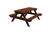 Benito - Table de pique-nique en plastique recyclé Marron - 174cm - Robuste et Écologique