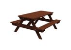 Benito - Table de pique-nique en plastique recyclé Marron - 174cm - Robuste et Écologique