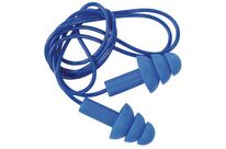 Manutan Expert - Bouchons d&amp;#039;oreilles réutilisables en silicone bleu avec cordelette - 21 dB - Confort et protection auditive